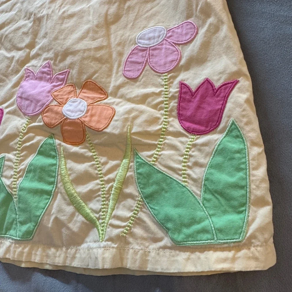 Vtg Old Navy Toddler Girl Floral Applique Dress 3T Yellow Sleeveless Cottagecore